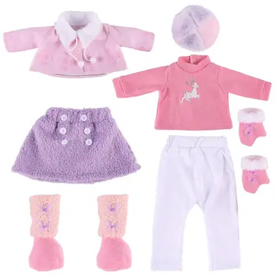 17-22" Reborn Baby Doll Pink Winter Plush Warmth Set 7 pcs Clothing Accessories