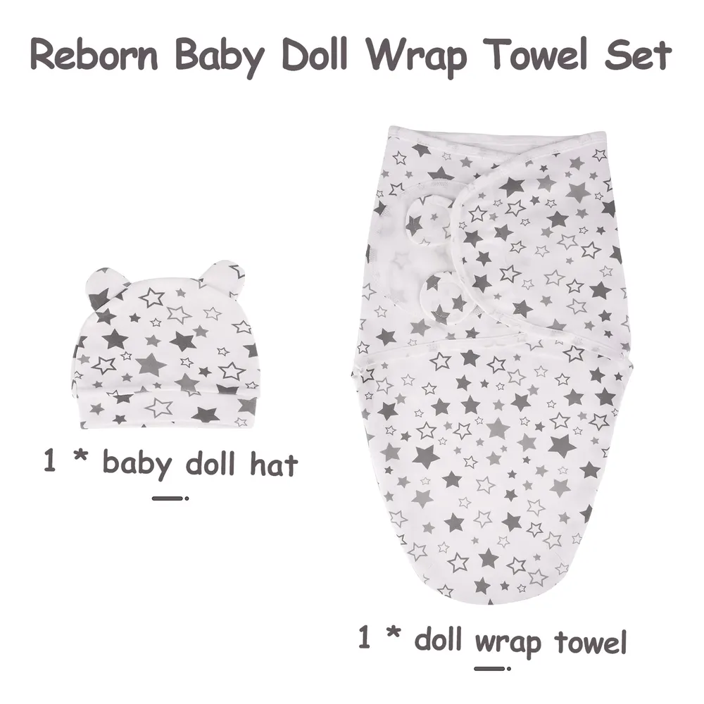 17"-22" Reborn Baby Doll Star Pattern Wrap Baby Set Accessories