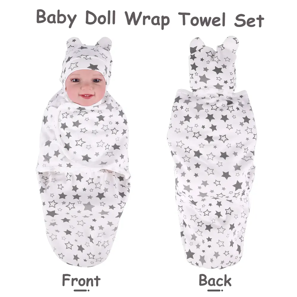 17"-22" Reborn Baby Doll Star Pattern Wrap Baby Set Accessories, photograph 4