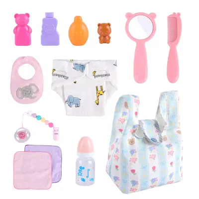 For Reborn Girl Baby Floral Cosmetic Bag Accessories 9-Pieces Set