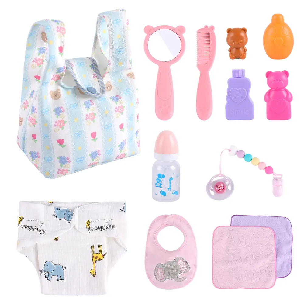 For Reborn Girl Baby Floral Cosmetic Bag Accessories 9-Pieces Set, photograph 2