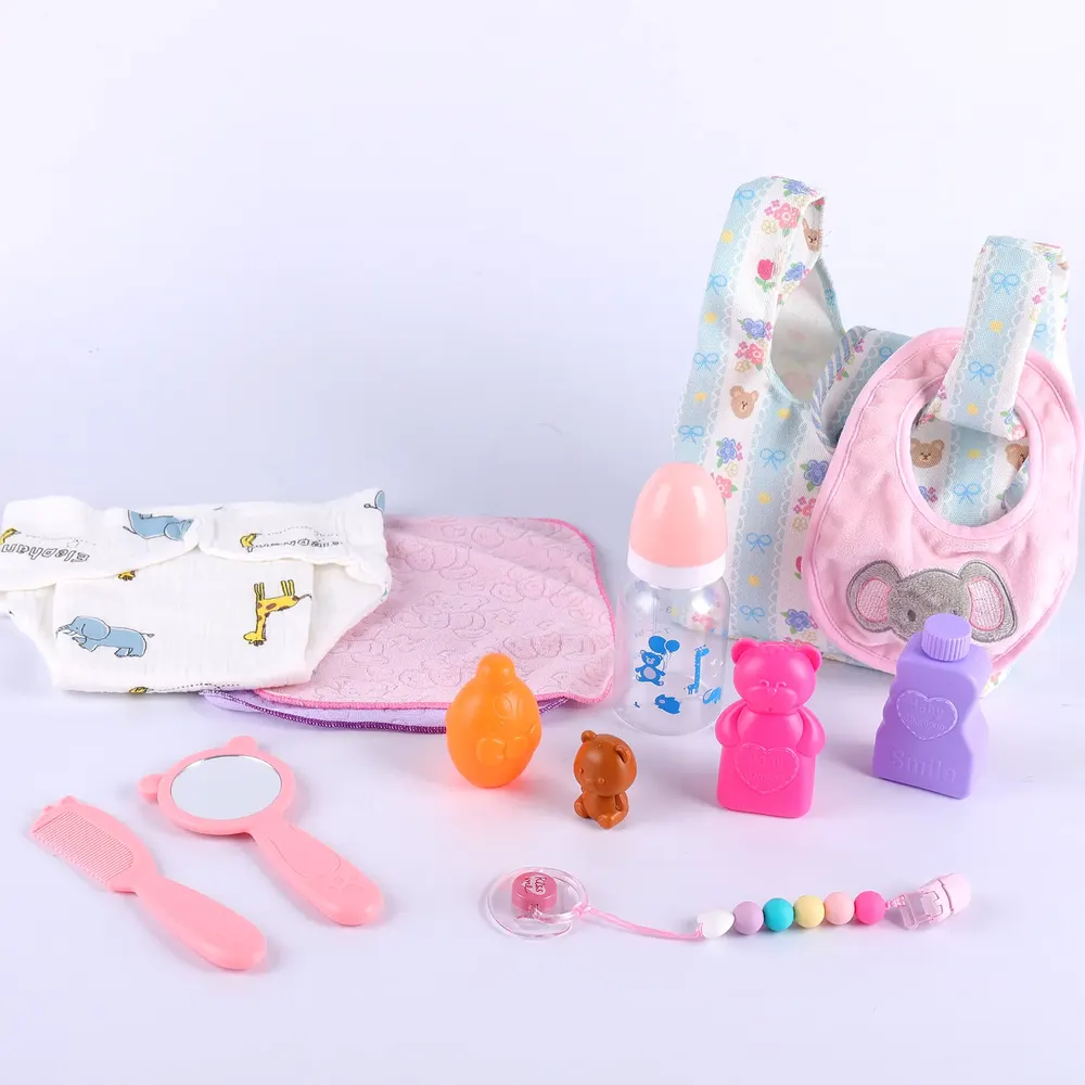 For Reborn Girl Baby Floral Cosmetic Bag Accessories 9-Pieces Set, photograph 3