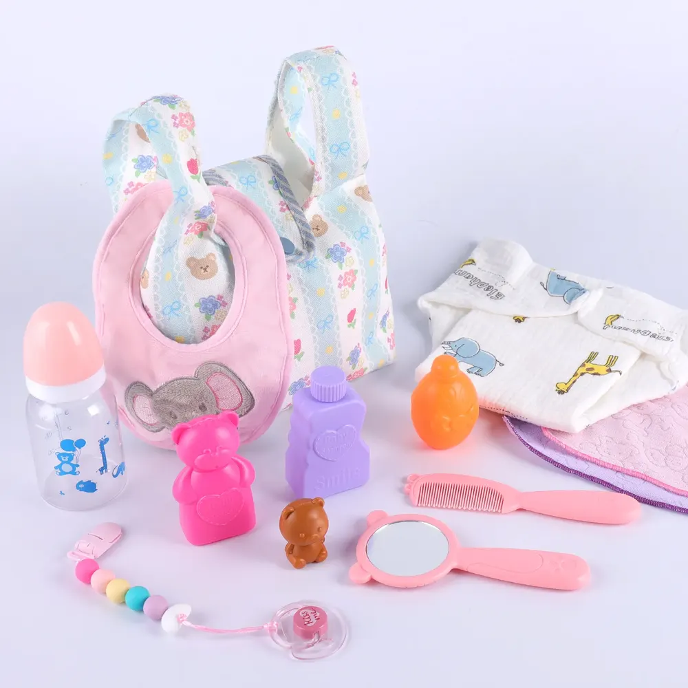 For Reborn Girl Baby Floral Cosmetic Bag Accessories 9-Pieces Set, photograph 4