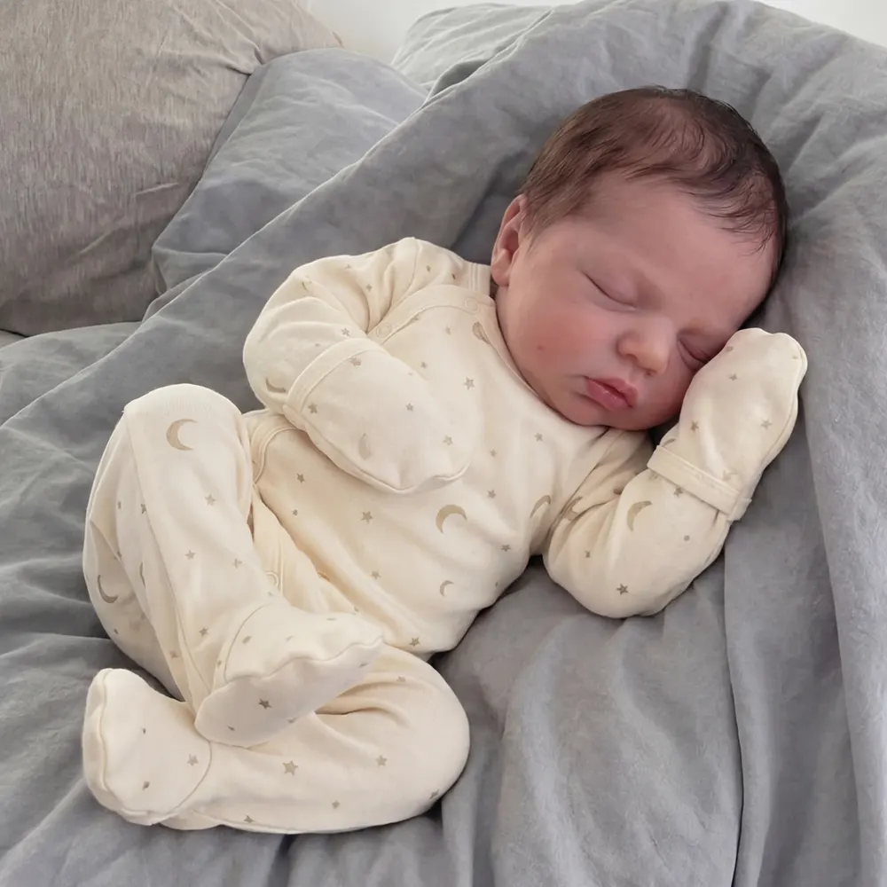 Full Body Silicone Baby in 12"/16", Newborn Reborn Doll with Rooted Brown Hair