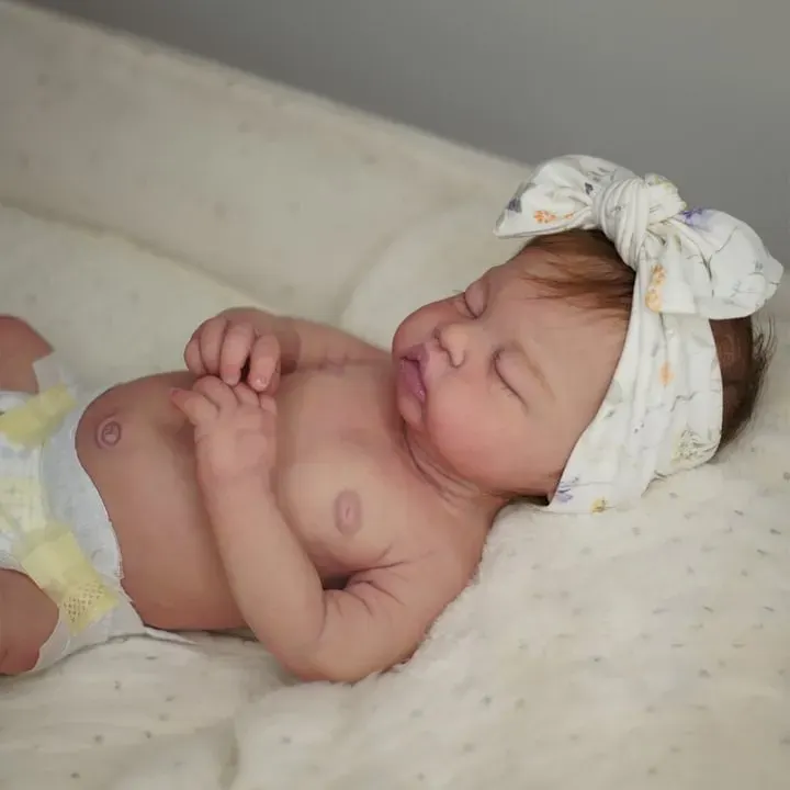 Full Body Silicone with Drink & Wet 12" & 16" Asleep Newborn Girl Reborn Baby Doll, photograph 2