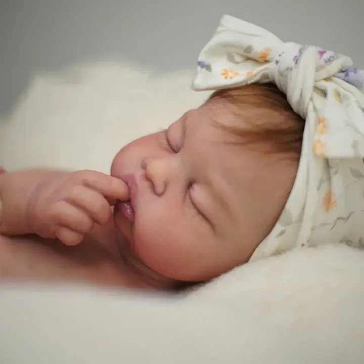 Full Body Silicone with Drink & Wet 12" & 16" Asleep Newborn Girl Reborn Baby Doll, photograph 4