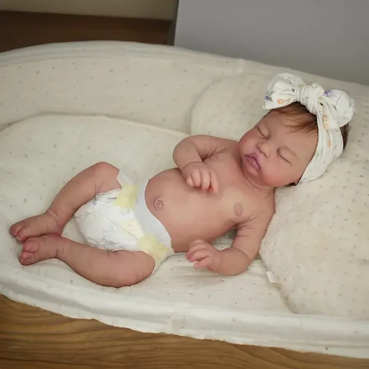 Full Body Silicone with Drink & Wet 12" & 16" Asleep Newborn Girl Reborn Baby Doll, photograph 6