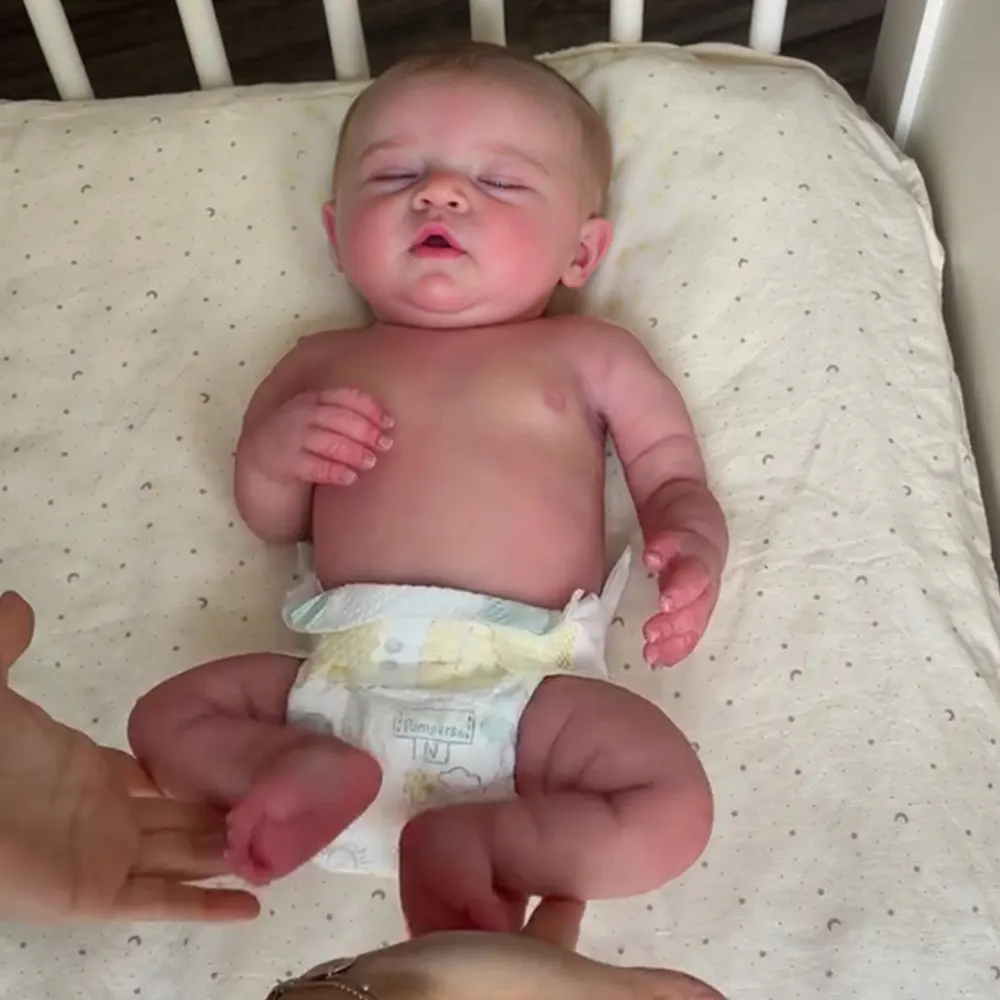 Full Body Silicone with Drink & Wet 12" Reborn Baby Girl with Innocent Sleeping Face, photograph 3
