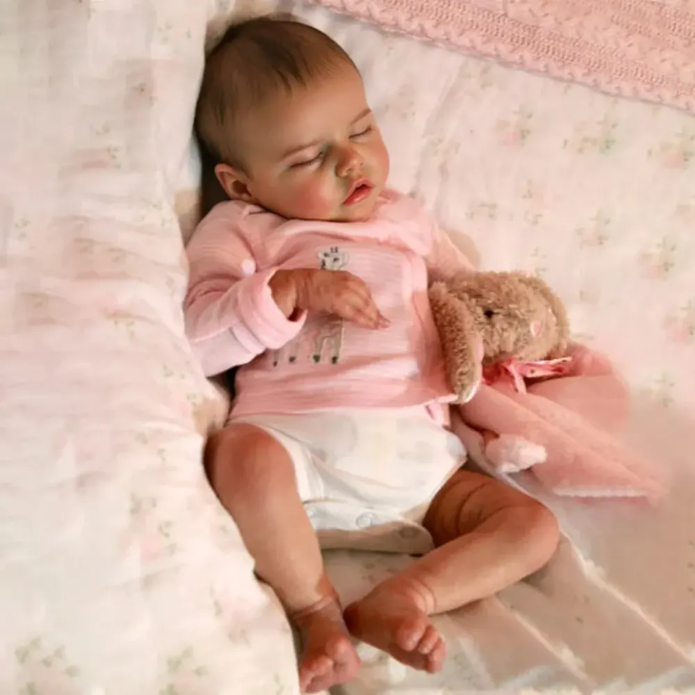 Heartbeat and Coo 17" Sweet Sleeping Baby Doll Girl with Rooted-Hair, photograph 6