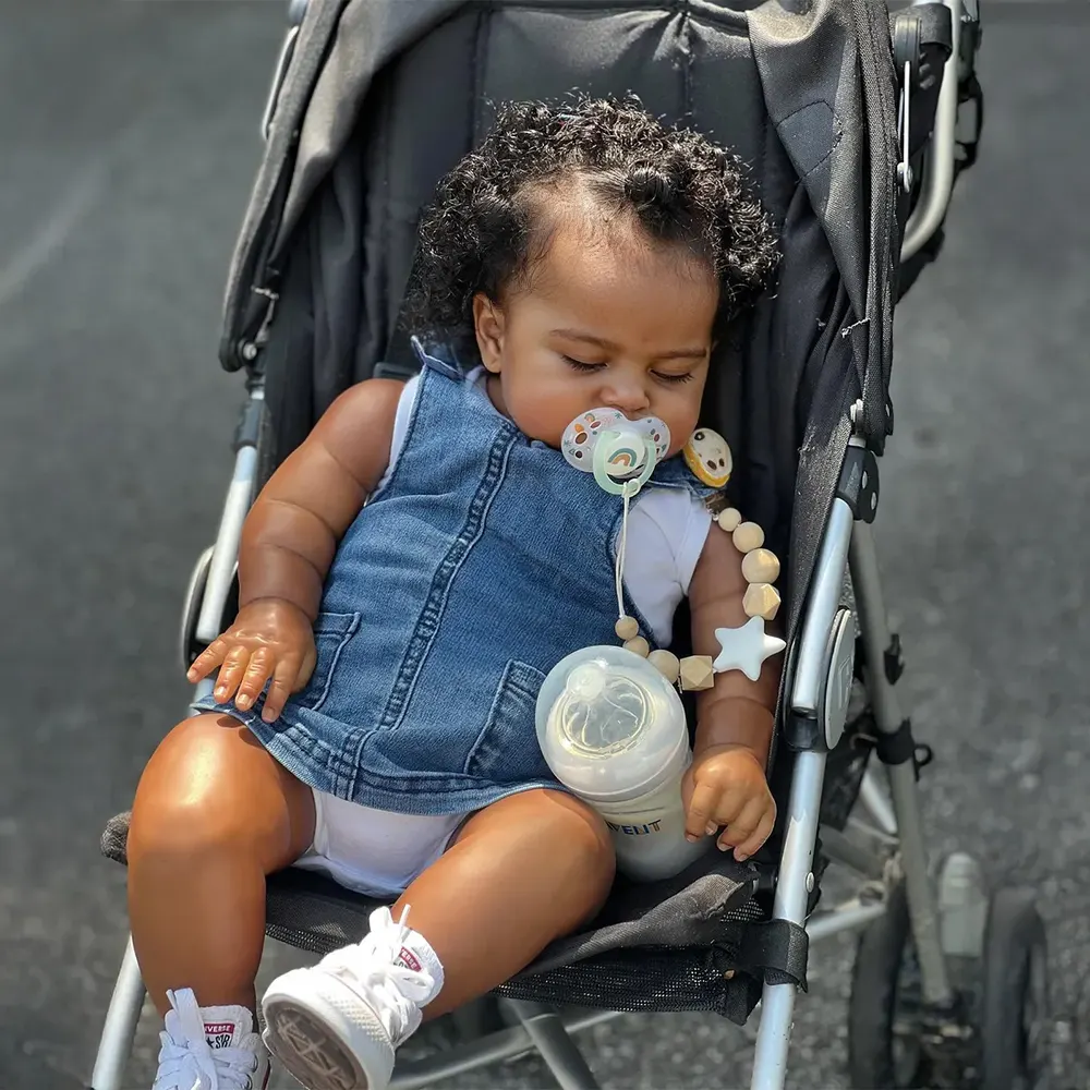 Heartbeat & Breath 20" Reborn Baby African American Girl Doll with Chubby Face