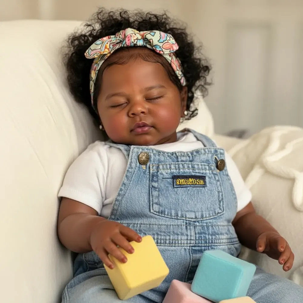 Heartbeat & Breath 20" Silicone Vinyl Reborn Baby African American Girl, photograph 2