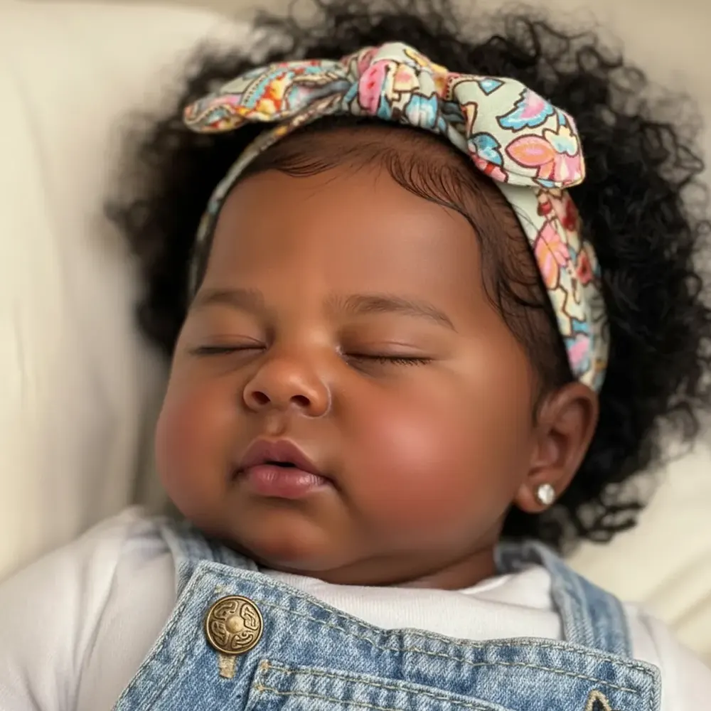 Heartbeat & Breath 20" Silicone Vinyl Reborn Baby African American Girl, photograph 3