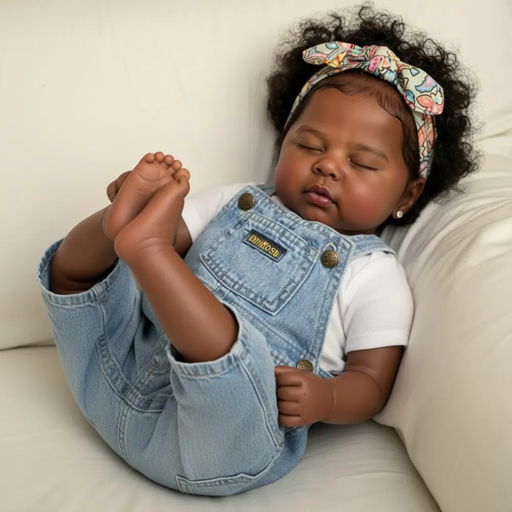 Heartbeat & Breath 20" Silicone Vinyl Reborn Baby African American Girl, photograph 5