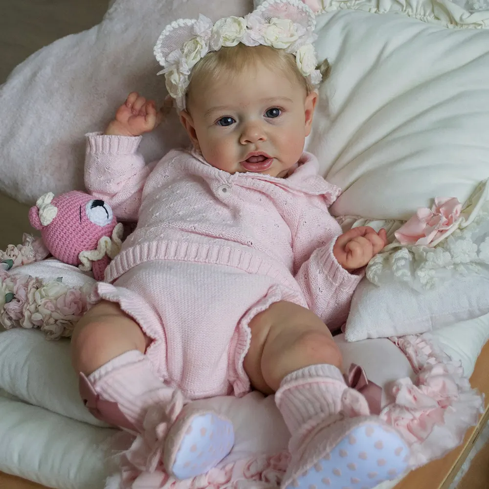 Heartbeat & Coos 20" Reborn Baby Girl Doll with Hand-Rooted Smooth Blonde Hair, photograph 2