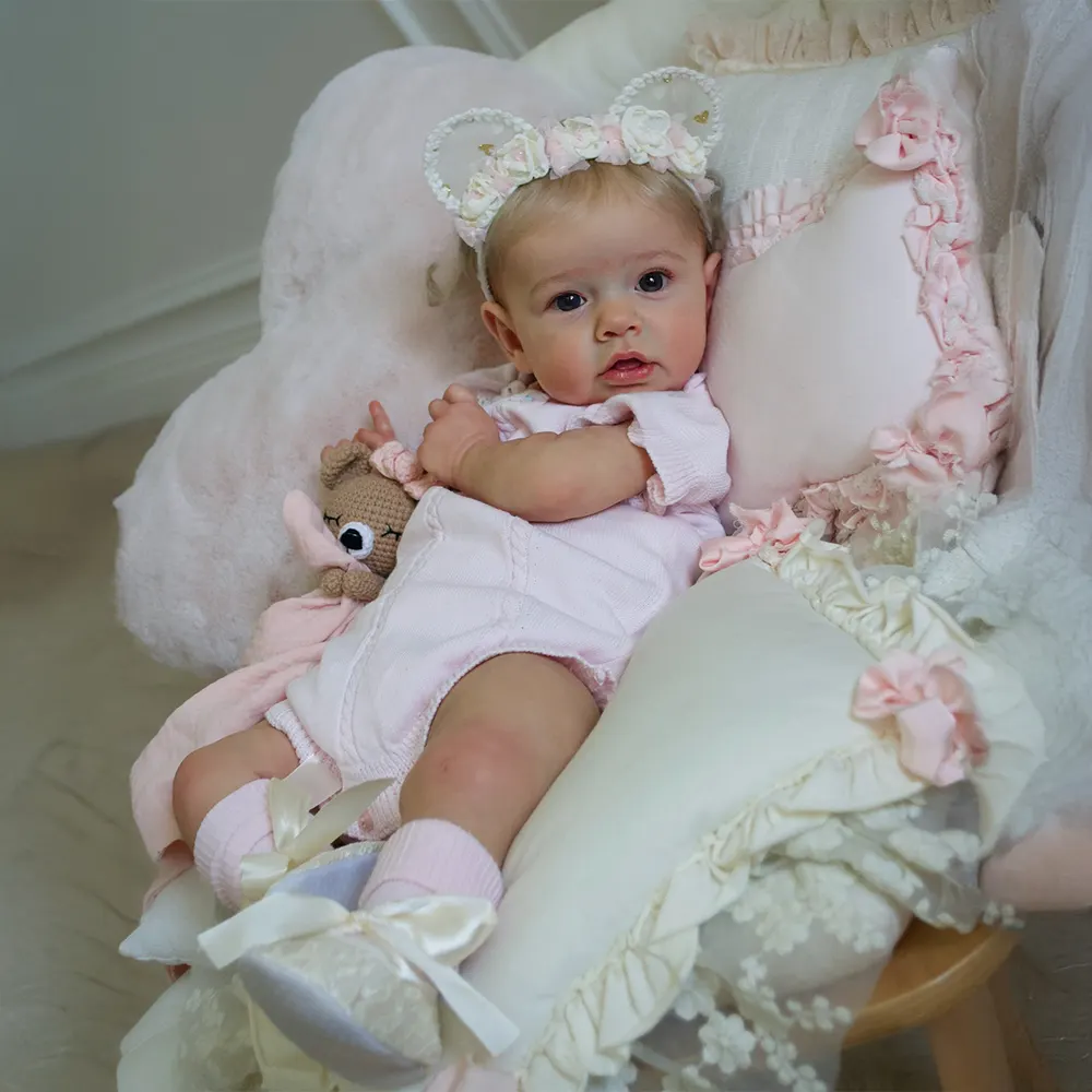 Heartbeat & Coos 20" Reborn Baby Girl Doll with Hand-Rooted Smooth Blonde Hair, photograph 5