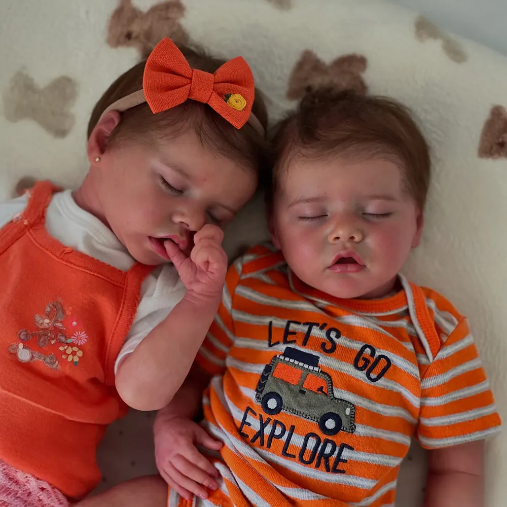 Heartbeat Coos and Breath 17" Lifelike Sleeping Twins Reborn Baby Doll Girl