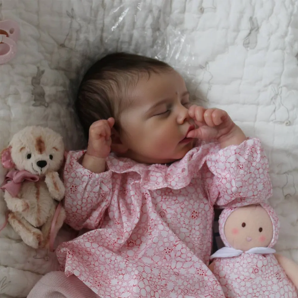 Heartbeat Coos & Breath 17" Newborn Sleeping Lifelike Reborn Baby Girl Doll, photograph 5