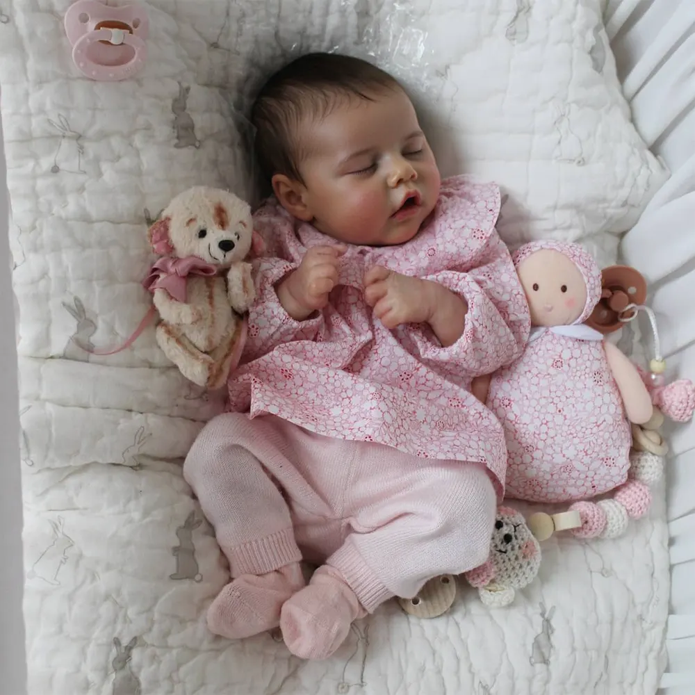 Heartbeat Coos & Breath 17" Newborn Sleeping Lifelike Reborn Baby Girl Doll, photograph 6