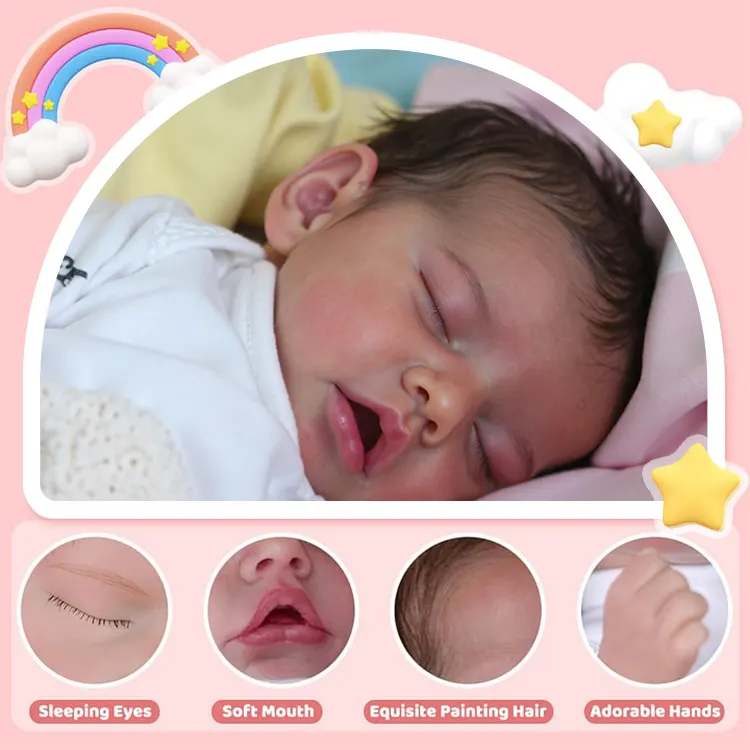 Eyes Blinking 17" Real Lifelike Sleeping Silicone Reborn Newborn Baby Doll Girl, photograph 2
