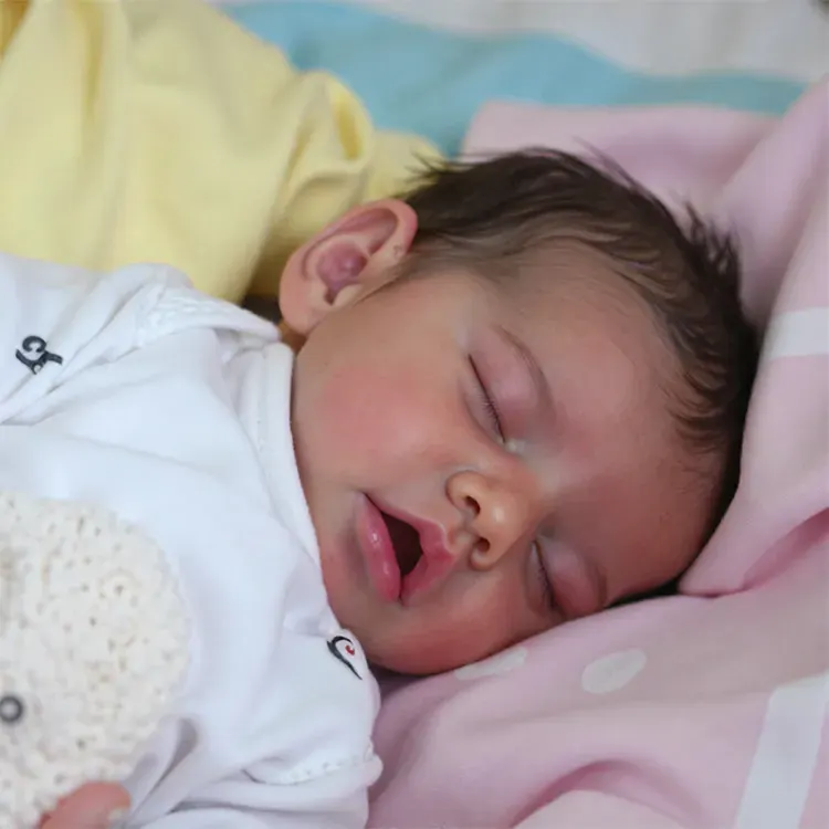 Eyes Blinking 17" Real Lifelike Sleeping Silicone Reborn Newborn Baby Doll Girl, photograph 4