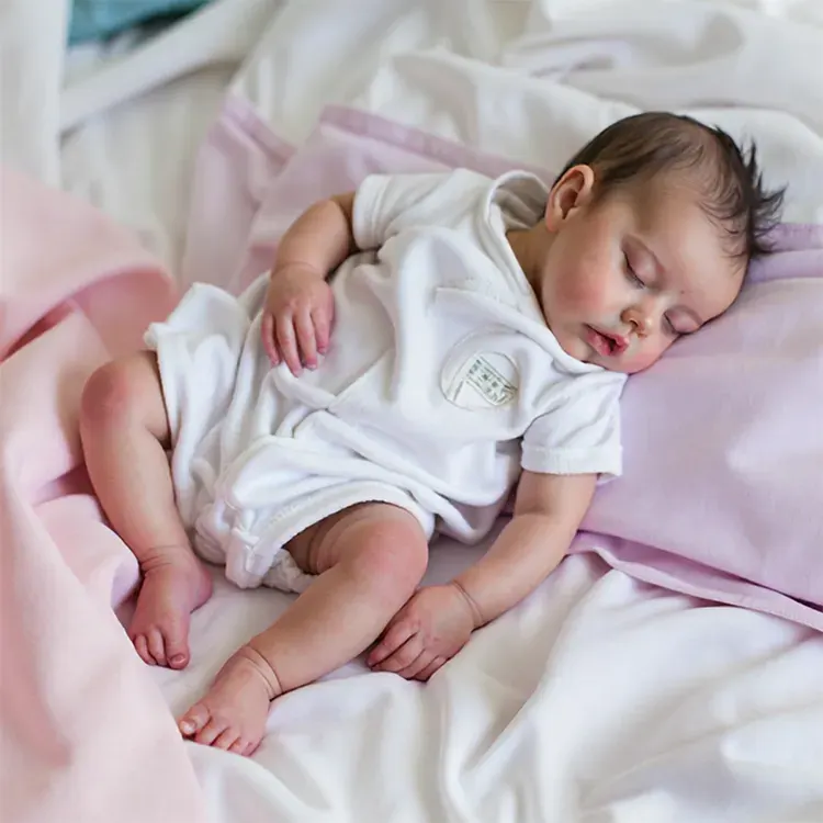 Eyes Blinking 17" Real Lifelike Sleeping Silicone Reborn Newborn Baby Doll Girl, photograph 5
