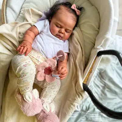 Heartbeat & Sound 20" Handmade Lifelike Reborn Newborn African American Baby