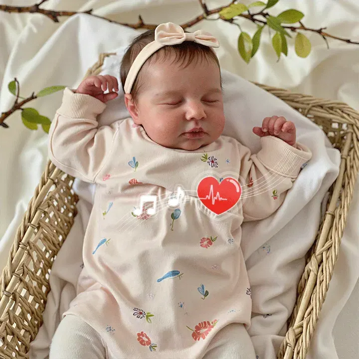 Heartbeat & Sound 20" Handmade Lifelike Reborn Newborn Baby Sleeping Girl, photograph 5