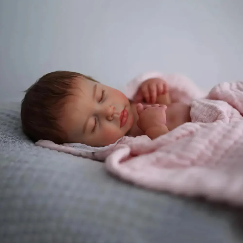 Heartbeat & Sound 20" Handmade Lifelike Reborn Newborn Baby Sleeping Girl, photograph 2