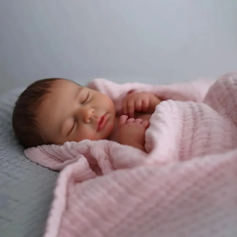 Heartbeat & Sound 20" Handmade Lifelike Reborn Newborn Baby Sleeping Girl, photograph 3