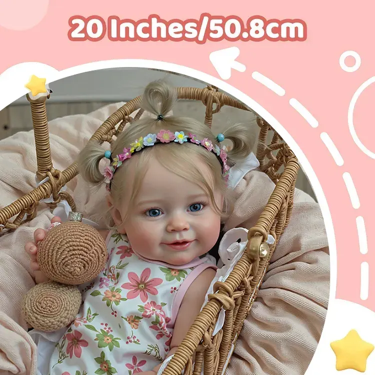 Heartbeat & Sound 20" Handmade Reborn Baby Open Eyes Doll Reborn Baby Toddlers Girl, photograph 3