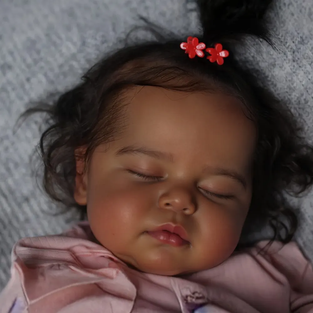 Heartbeat & Sound 20" Lifelike Poseable Newborn African American Dolls Kids Play, photograph 2