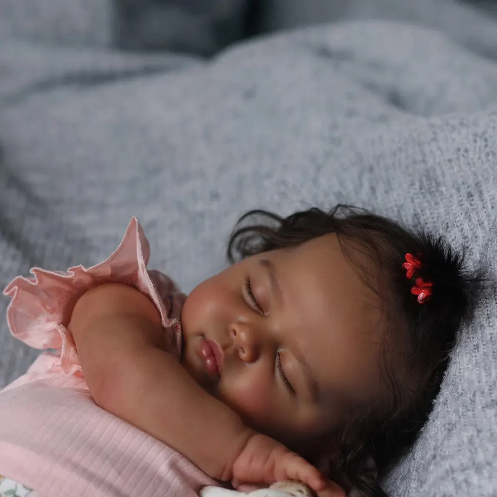 Heartbeat & Sound 20" Lifelike Poseable Newborn African American Dolls Kids Play, photograph 4