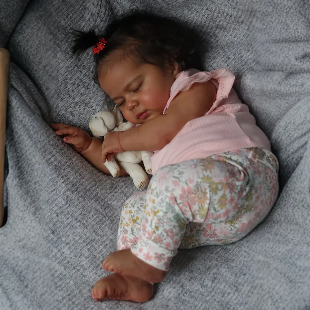Heartbeat & Sound 20" Lifelike Poseable Newborn African American Dolls Kids Play, photograph 5