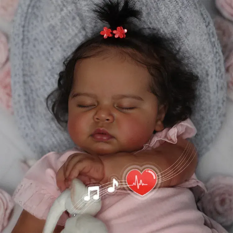 Heartbeat & Sound 20" Lifelike Poseable Newborn African American Dolls Kids Play, photograph 6