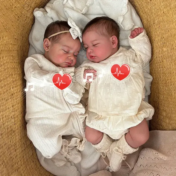 Heatbeat Coos and Breath 20" Sweet Sleeping Dreams Reborn Newborn Twins Sisters, photograph 2