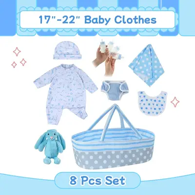 17"-22" [It's a Boy!] Adoption Reborn Baby Clothes Essentials-8pcs Gift Set