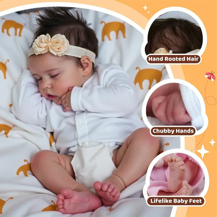 Super Lifelike 17" Silicone Vinyl Reborn Sleeping Newborn Baby Real Doll Girl, photograph 2