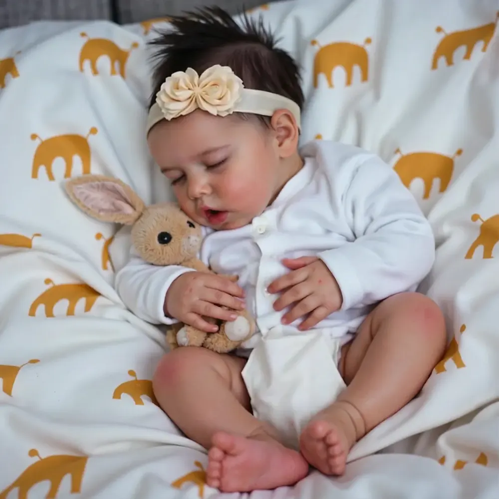 Super Lifelike 17" Silicone Vinyl Reborn Sleeping Newborn Baby Real Doll Girl, photograph 6
