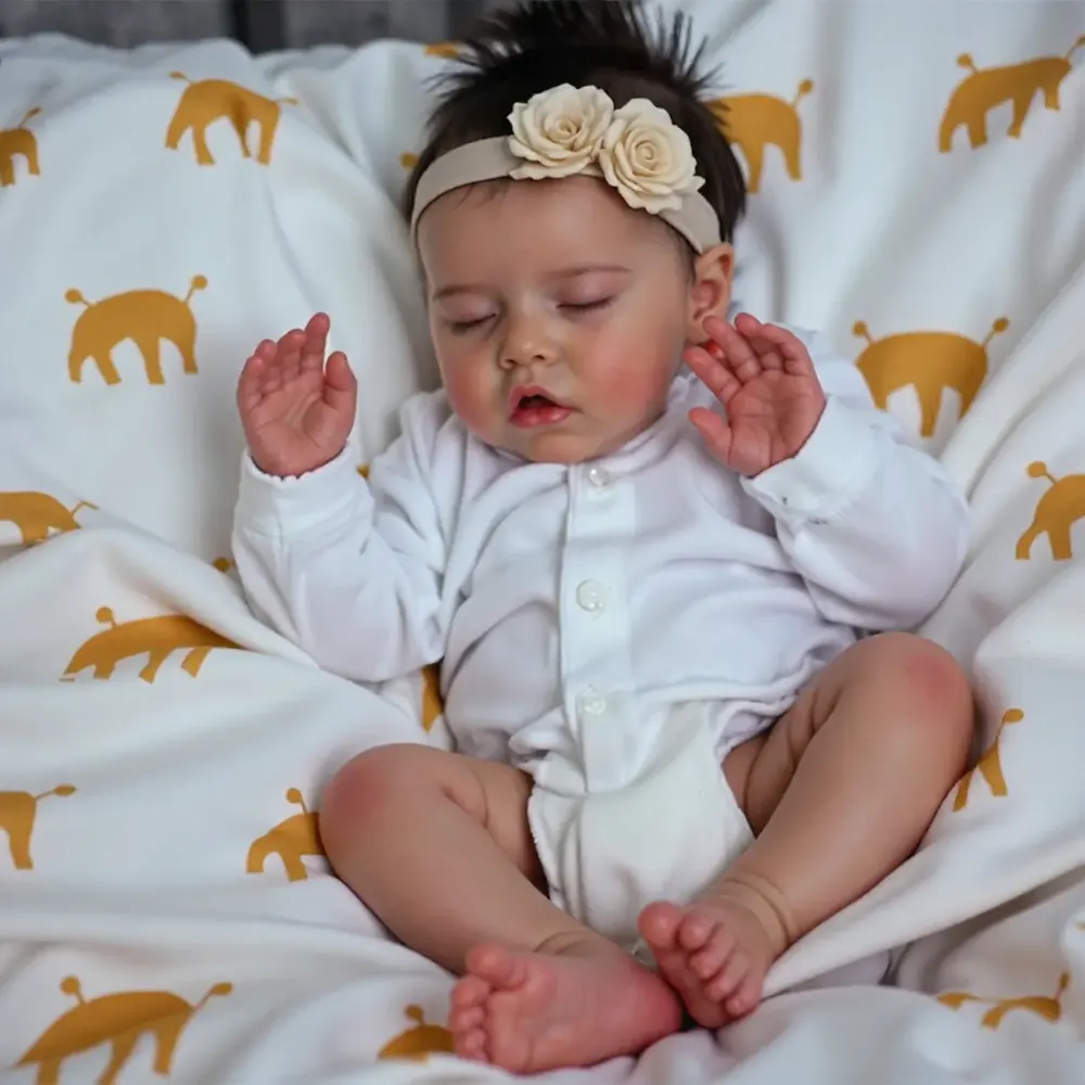 Realistic Reborn Eyes Blinking 17" Silicone Vinyl Newborn Sleeping Baby Doll Girl, photograph 4