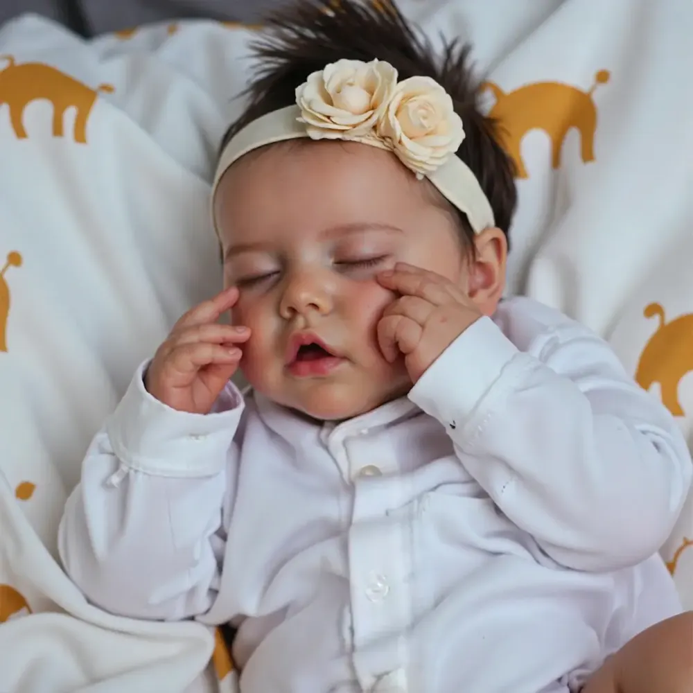 Realistic Reborn Eyes Blinking 17" Silicone Vinyl Newborn Sleeping Baby Doll Girl, photograph 6