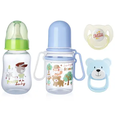 Magnetic Pacifier and Cute Animal Bottle 4-Pieces Set Safe Reborn Baby Doll