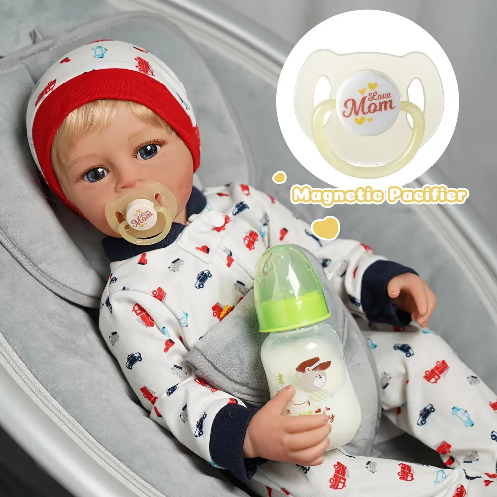 Magnetic Pacifier and Cute Animal Bottle 4-Pieces Set Safe Reborn Baby Doll, photograph 6