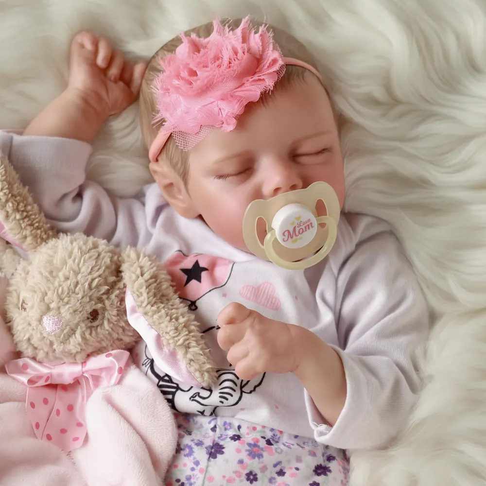17" Lifelike Sleeping Weighted Silicone Vinyl Newborn Baby Girl Doll Named Nariatee, photograph 4