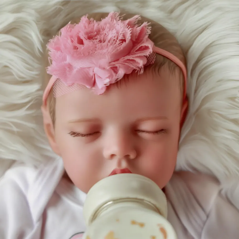 17" Lifelike Sleeping Weighted Silicone Vinyl Newborn Baby Girl Doll Named Nariatee, photograph 5