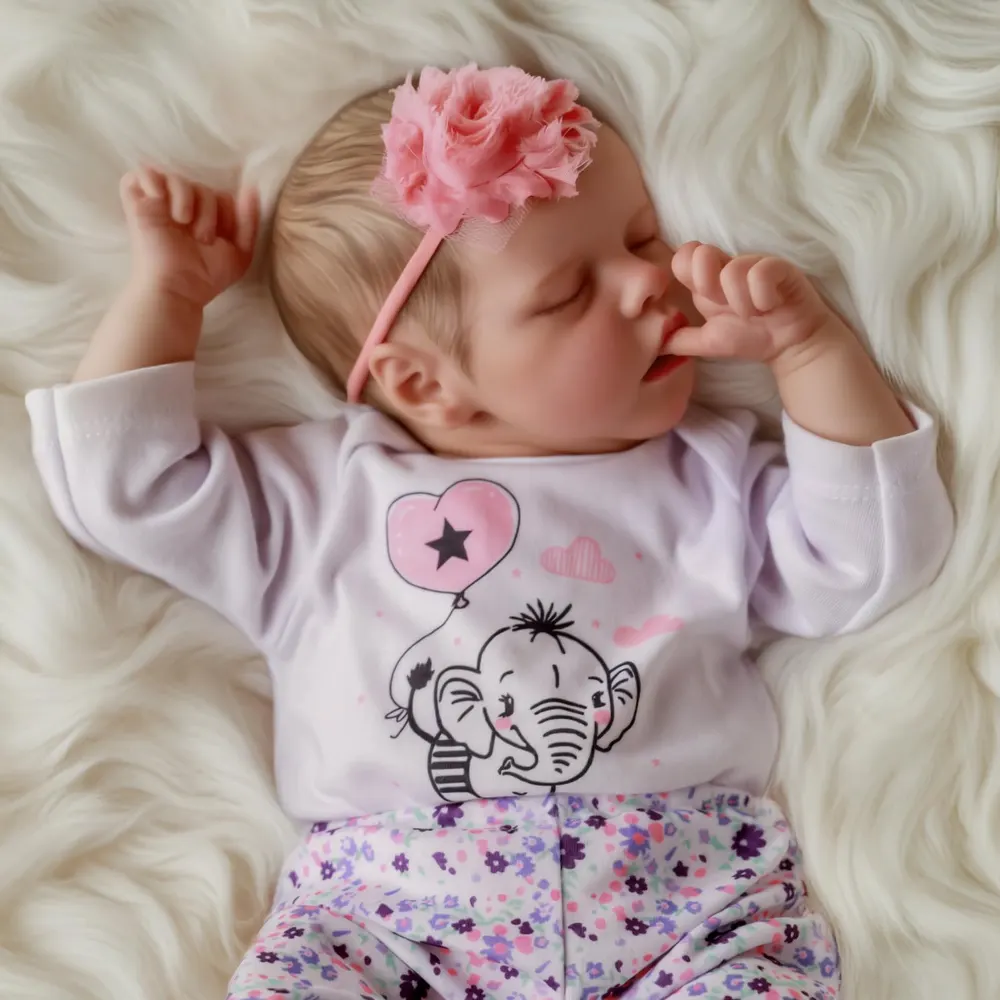 17" Lifelike Sleeping Weighted Silicone Vinyl Newborn Baby Girl Doll Named Nariatee, photograph 6