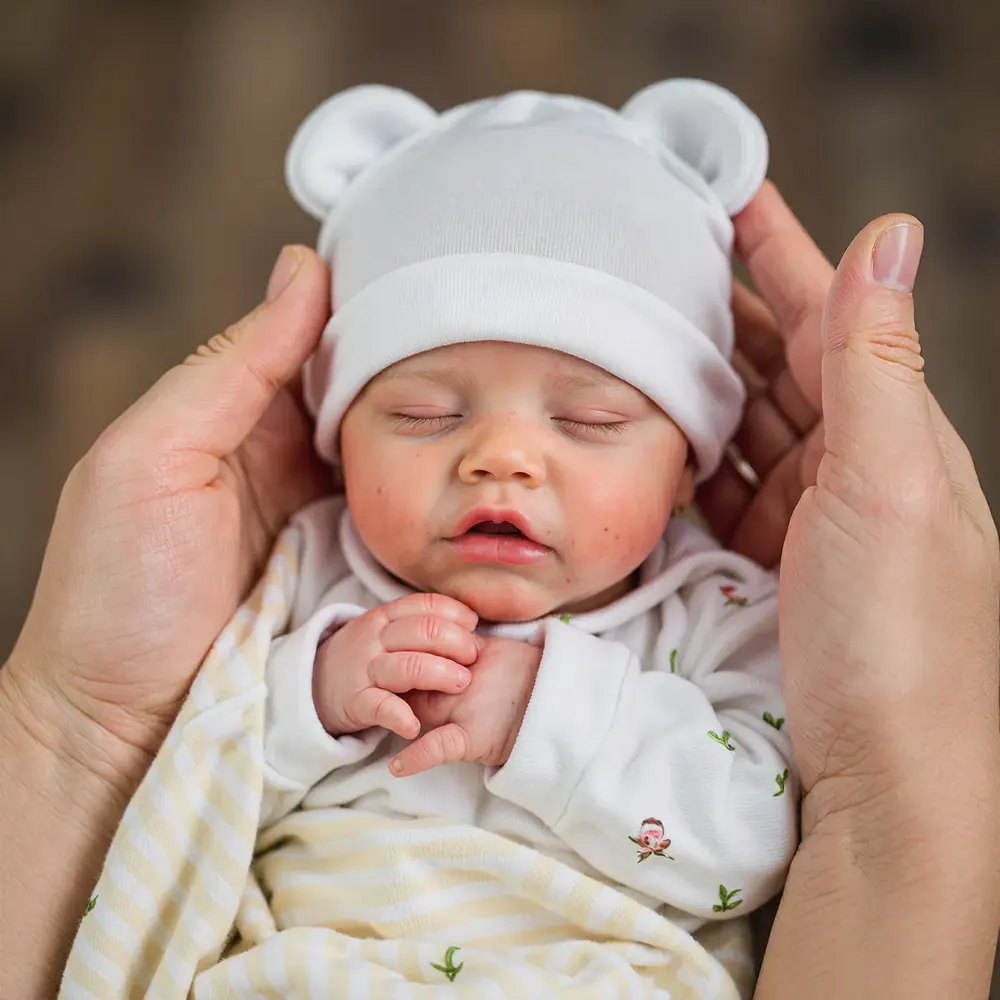 17" Lifelike Sleeping Weighted Silicone Vinyl Newborn Baby Girl Doll Named Nisina, photograph 2