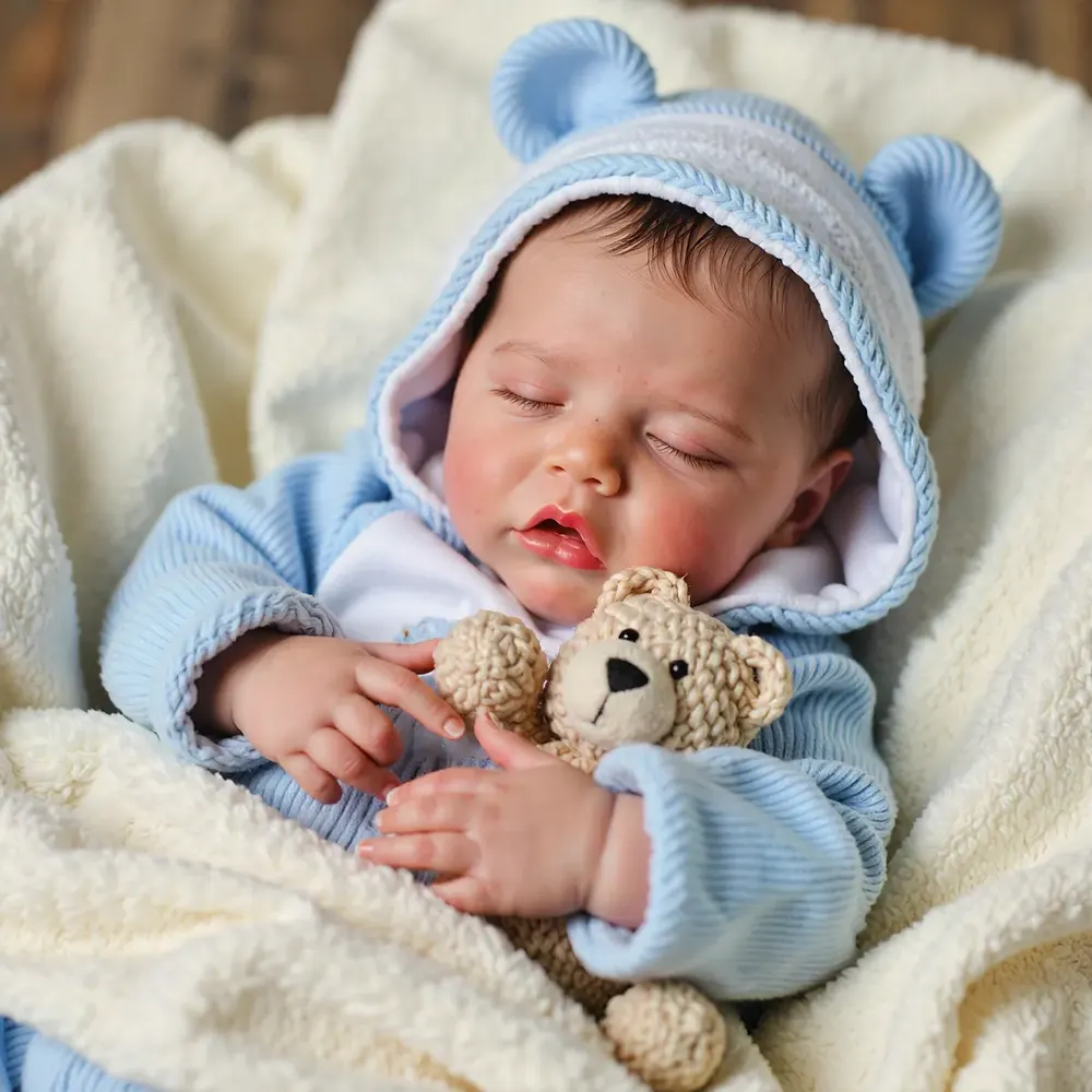 17" Real Lifelike Sleeping Boy Reborn Soft Silicone Vinyl Baby Doll Dassiy, photograph 2