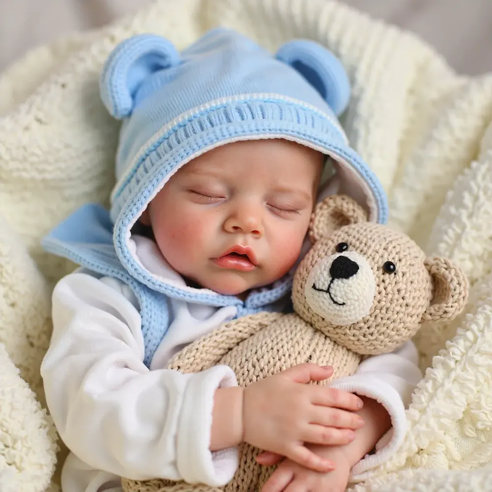 17" Real Lifelike Sleeping Boy Reborn Soft Silicone Vinyl Baby Doll Dassiy, photograph 3