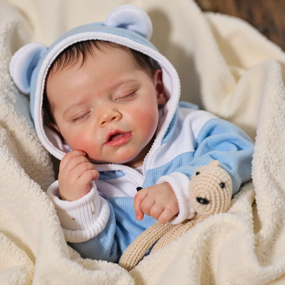 17" Real Lifelike Sleeping Boy Reborn Soft Silicone Vinyl Baby Doll Dassiy, photograph 4