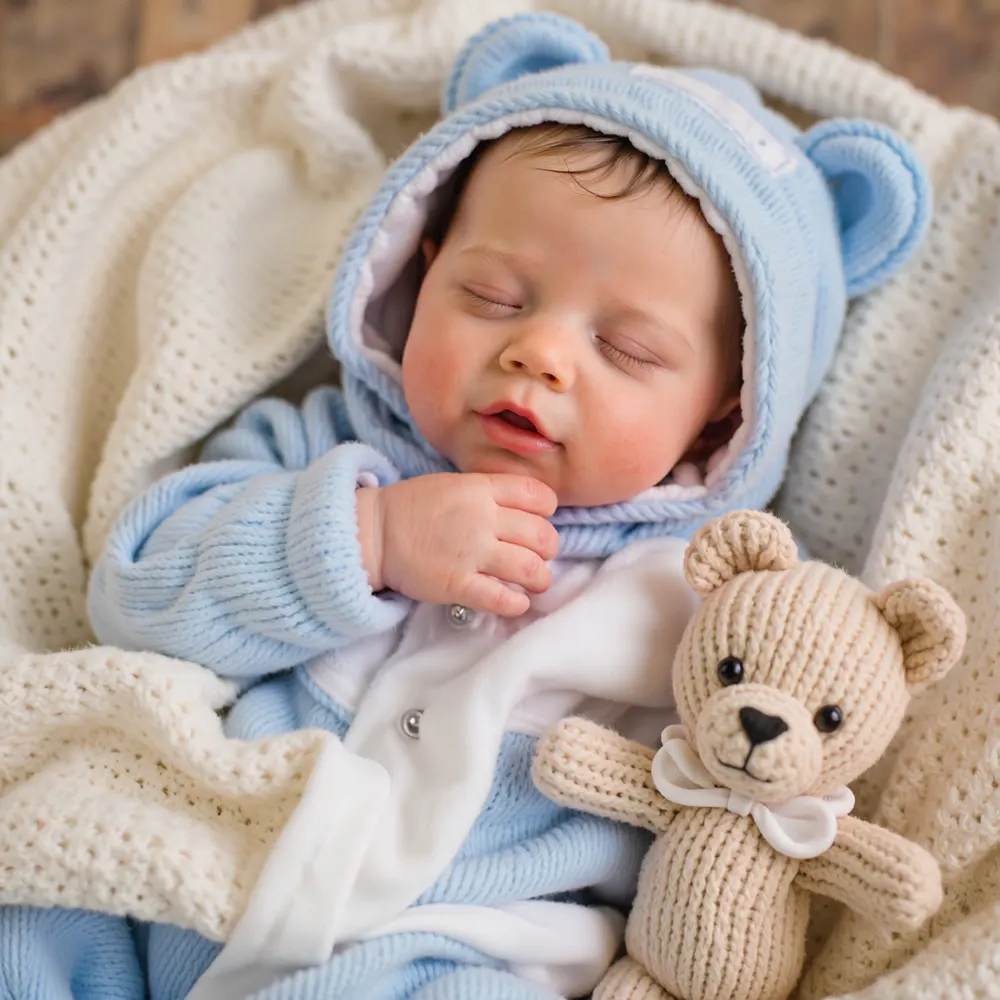 17" Real Lifelike Sleeping Boy Reborn Soft Silicone Vinyl Baby Doll Dassiy, photograph 5